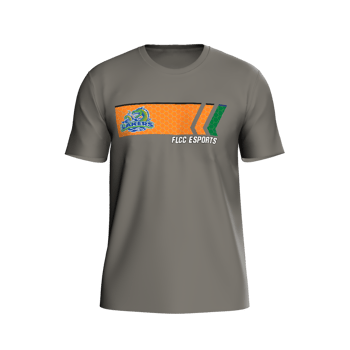 Product view FLCCEsports FLCC Esports - Prime T-Shirt - Finish Line - Grey and Orange Product view FLCCEsports FLCC Esports - Prime T-Shirt - Finish Line - Grey and Orange