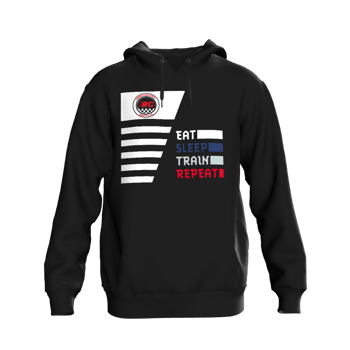 Produktansicht Radclub-Kiel Hoodie "Eat-Sleep-Train-Repeat" Produktansicht Radclub-Kiel Hoodie "Eat-Sleep-Train-Repeat"