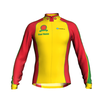 Product view fortypluscc Men's premium tailored long sleeve Jersey in Club Colours with reflective band and zip pocket. Includes the option to add your name, club section or both.
 Product view fortypluscc Men's premium tailored long sleeve Jersey in Club Colours with reflective band and zip pocket. Includes the option to add your name, club section or both.