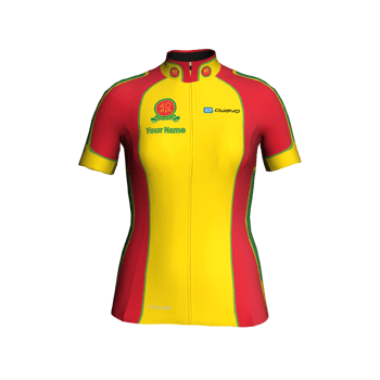 Product view fortypluscc Women's premium tailored Jersey in Club Colours with reflective band and zip pocket. Includes the option to add your name, club section or both.
 Product view fortypluscc Women's premium tailored Jersey in Club Colours with reflective band and zip pocket. Includes the option to add your name, club section or both.