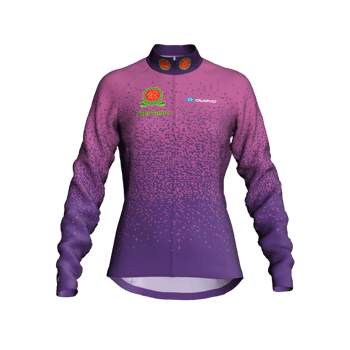 Product view fortypluscc Premium tailored Women's Winter long sleeve Jersey with club logo in Purple and mauve with reflective band and zip pocket. Includes the option to add your name, club section or both. Product view fortypluscc Premium tailored Women's Winter long sleeve Jersey with club logo in Purple and mauve with reflective band and zip pocket. Includes the option to add your name, club section or both.