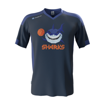 Produktansicht sharks_teamwear Shootingshirt unisex blau kurz