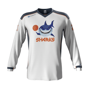 Produktansicht sharks_teamwear Shootingshirt unisex weiß lang