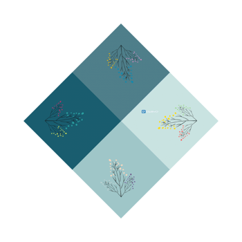 Product view bandana Blätter: Blaue Farbtöne Product view bandana Blätter: Blaue Farbtöne