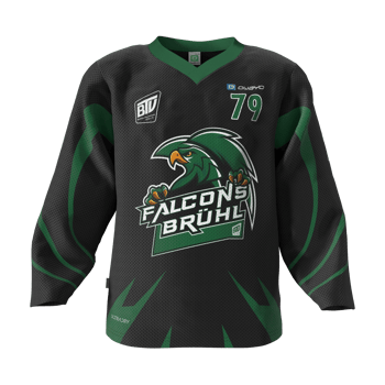 Produktansicht falcons-bruehl Junior-Trikot 2026, schwarz Produktansicht falcons-bruehl Junior-Trikot 2026, schwarz