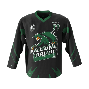 Produktansicht falcons-bruehl Senior-Trikot 2026, schwarz Produktansicht falcons-bruehl Senior-Trikot 2026, schwarz