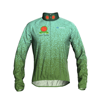 Product view fortypluscc Packable wind jacket in alternative colourway of blanded shades of green. Product view fortypluscc Packable wind jacket in alternative colourway of blanded shades of green.