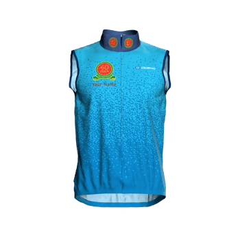 Product view fortypluscc Packable Gilet in alternative mixed colourway of blue and turquoise. Product view fortypluscc Packable Gilet in alternative mixed colourway of blue and turquoise.
